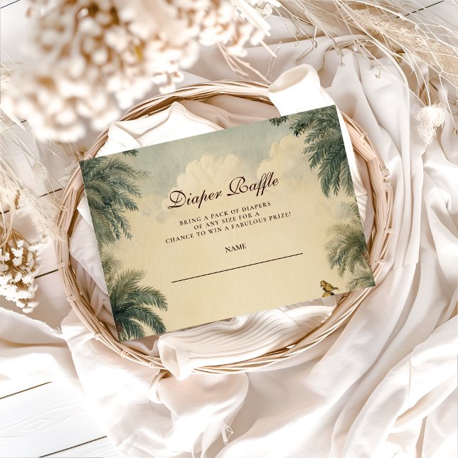 Cartão De Informações Rustic Safari Friends Baby Shower Diapper Raffle (Criador carregado)