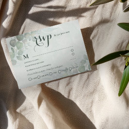 Cartão De Informações Rustic Sage Green Eucalyptus RSVP Wedding