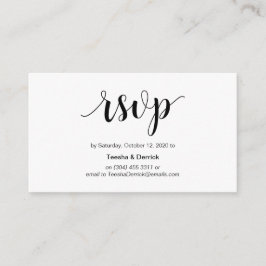 Cartão De Informações Rustic Script, Black, Weding RSVP