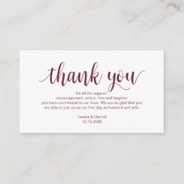 Cartão De Informações Rustic Script, Burgundy, Casamento Obrigado