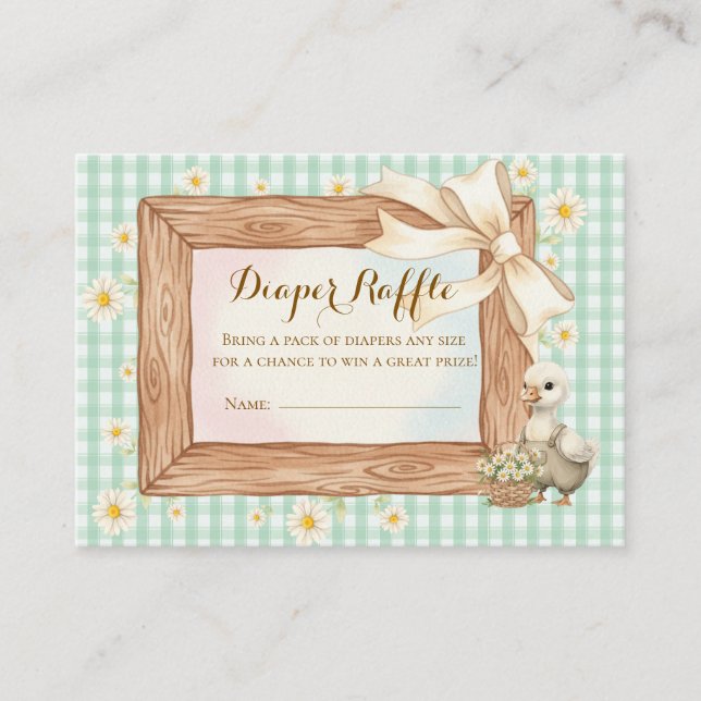 Cartão De Informações Rustic Silly Goose Baby Shower Diaper Raffle Card (Frente)