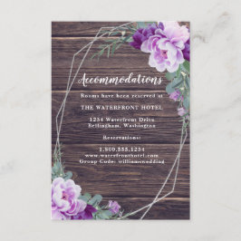 Cartão De Informações Rustic Silver & Purple Floral Wedes Detalhes Enc