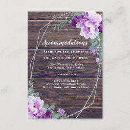 Cartão De Informações Rustic Silver & Purple Floral Wedes Detalhes Enc