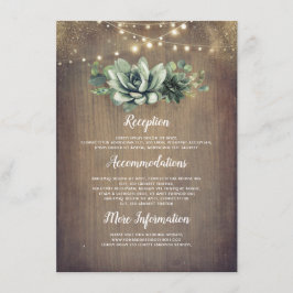 Cartão De Informações Rustic Succulents Greenery Wedding Information