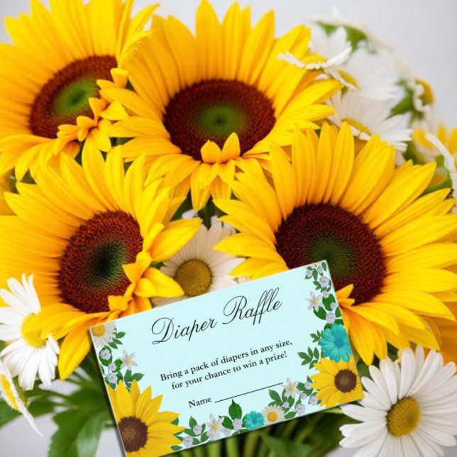 Cartão De Informações Rustic Sunflower Daisy Floral Fralda Raffle (Criador carregado)