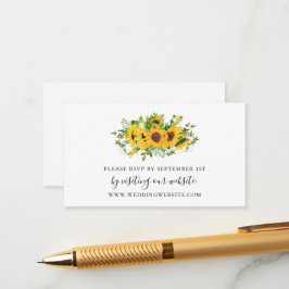 Cartão De Informações Rustic Sunflower Floral Weding Online RSVP