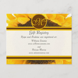 Cartão De Informações Rustic Sunflower Gift Registry Wedt Insert Card