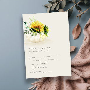 Cartão De Informações Rustic Sunflower Pumpkin Floral Casamento RSVP