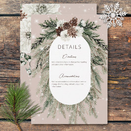 Cartão De Informações Rustic Tan Pine Winter Sparkle Detalhes Casamento