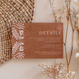 Cartão De Informações Rustic Terracotta México Detalhes do Casamento