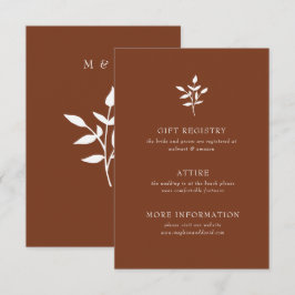 Cartão De Informações Rustic Terracotta Simple Modern Botanical Casament