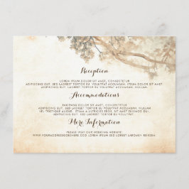 Cartão De Informações Rustic Tree Branches Informações de Casamento Conv