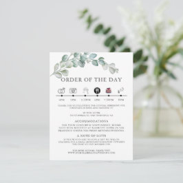 Cartão De Informações Rustic Watercolor Eucalyptus Greenery Wedding