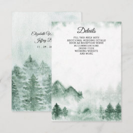 Cartão De Informações Rustic Watercolor Mounts Pine Casamento no inverno