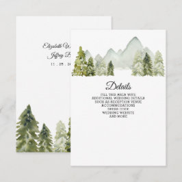 Cartão De Informações Rustic Watercolor Mounts Pine Casamento no inverno