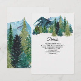 Cartão De Informações Rustic Watercolor Mounts Pine Casamento no inverno