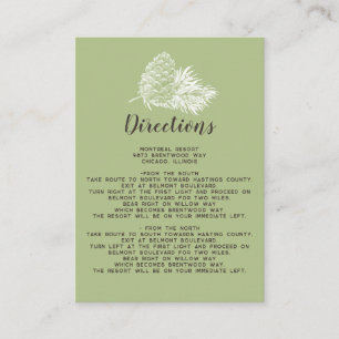 Cartão De Informações Rustic Watercolor Winter Forest Pine Cone Weding