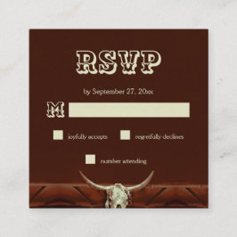 Cartão De Informações Rustic Western Bull Skull Weding RSVP