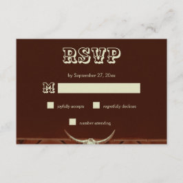 Cartão De Informações Rustic Western Bull Skull Weding RSVP