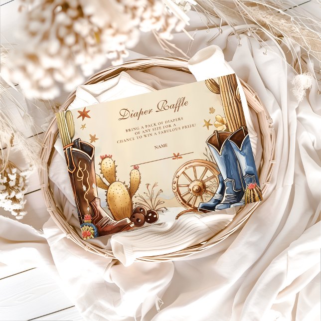 Cartão De Informações Rustic Western Cowboy Diapper Raffle (Criador carregado)