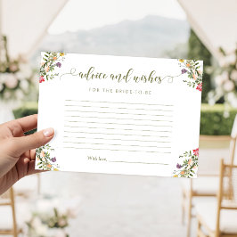 Cartão De Informações Rustic Wildflower Bridal Shower Advice and Wishes 