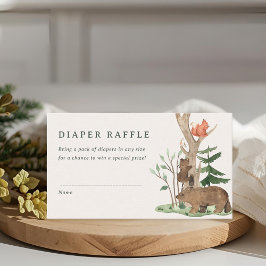 Cartão De Informações Rustic Winter Woodland Baby Shower Diaper Raffle