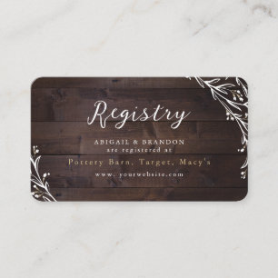 Cartão De Informações Rustic Wood Boho Floral Country Bridal Registry