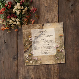 Cartão De Informações Rustic Wooden Bohemian Floral Wedding