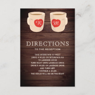Cartão De Informações Rústico Wood Cute Coffee Mugs Direções