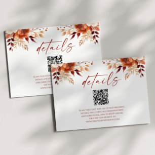 Cartão De Informações Rusty Burgundy Floral Código QR Detalhes de Casame