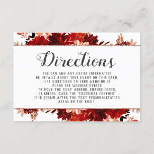 Cartão De Informações Rutic Beauty Floral Frame Wedding Directions