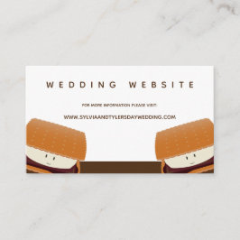 Cartão De Informações S’more Illustration Brown White Wedding Website