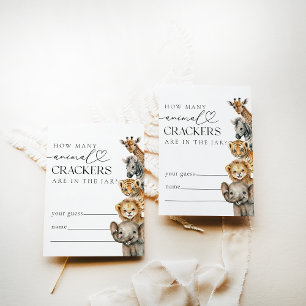 Cartão De Informações Safari Animal Moderno Chá de fraldas Adivinha Jogo