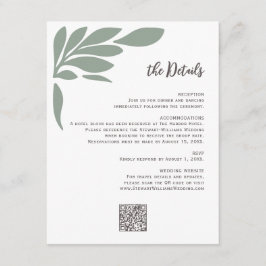Cartão De Informações Sage Abstract Tropical Floral Leaf Wedding 