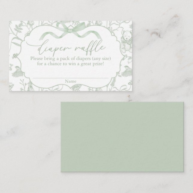 Cartão De Informações Sage Arco Fralda Raffle (Frente/Verso)