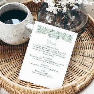 Cartão De Informações Sage Botânico Floral Hortelã Verde Esmeralda Casam
