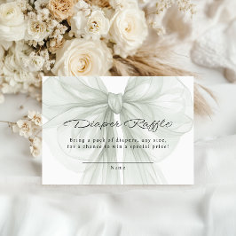 Cartão De Informações Sage Bow Diaper Raffle Minimal Chic