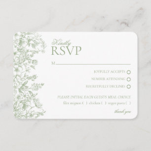 Cartão De Informações Sage Chinoiserie Floral RSVP Respose Card