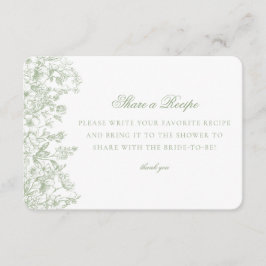 Cartão De Informações Sage Chinoiserie Floral Share Recipe Invitation
