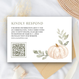 Cartão De Informações Sage Deixa Pumpkin Branco Código QR RSVP Casamento