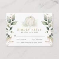 Sage Dourada Queda Verde Pumpkin Casamento RSVP