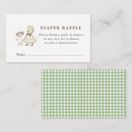 Cartão De Informações Sage gingham Silly Goose babyshower rifa de fralda