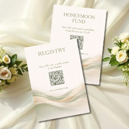 Cartão De Informações Sage Green and Ivory Registry & Honeymoon Fund