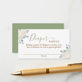 Cartão De Informações Sage Green Baby Clothes Fralda Raffle Card