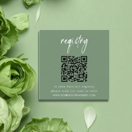 Cartão De Informações Sage Green Baby Shower Registry Card