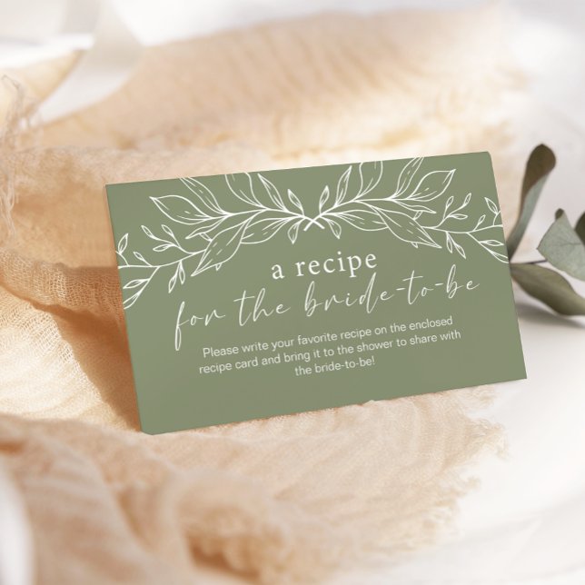 Cartão De Informações Sage Green Boho Flowers Receita de Casamento (Criador carregado)