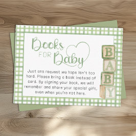Cartão De Informações Sage Green Books for Baby Card Baby Shower Insert