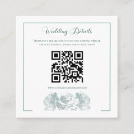 Cartão De Informações Sage Green Calligraphy QR Code Wedding