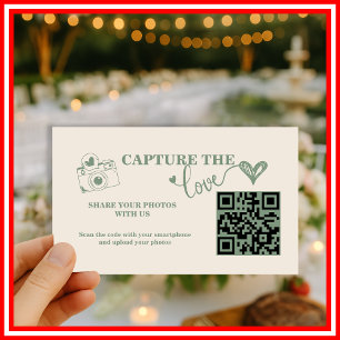 Cartão De Informações Sage Green Capture The Love QR Code Wedding