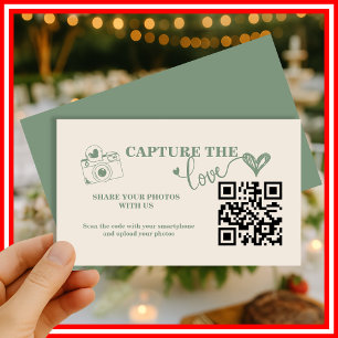 Cartão De Informações Sage Green Capture The Love QR Code Wedding
